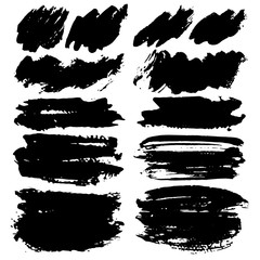Set of brush stroke,  Black ink grunge brush strokes. Vector illustration.