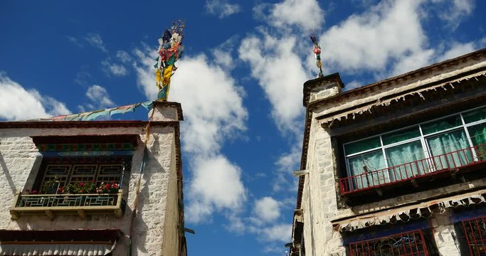 4k famous barkhor street building in lhasa,tibet.