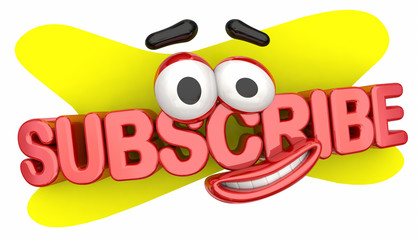 Subscribe Cartoon Face Smile Subscription Now 3d Illustration