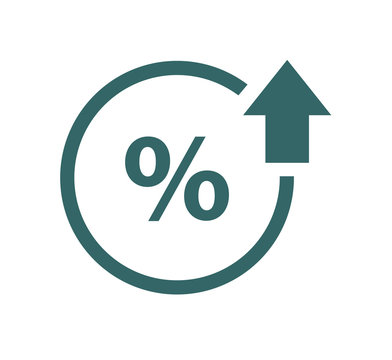 Percent up line icon. Percentage, arrow, reduction. Banking concept