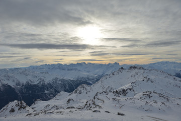 Fototapeta premium panoramic view of winter mountains