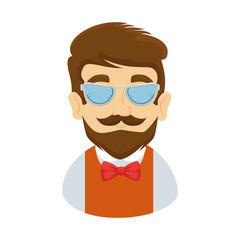 man hipster with mustache and glasses