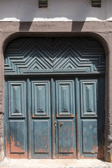 Antique large wooden door with lock