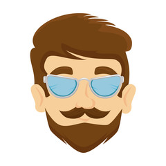 head man hipster with mustache and glasses