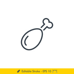 Chicken Icon / Vector - In Line / Stroke Design