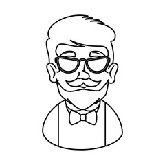 man hipster with mustache and glasses