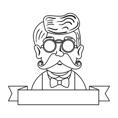 man hipster with mustache and glasses