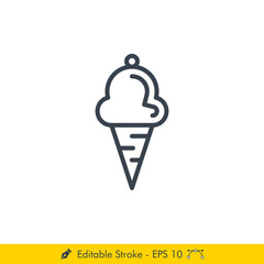 Ice Cream Icon / Vector - In Line / Stroke Design