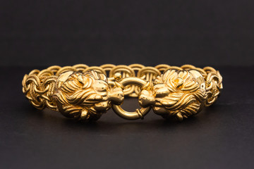 Gold Bracelet with Lion Clasp