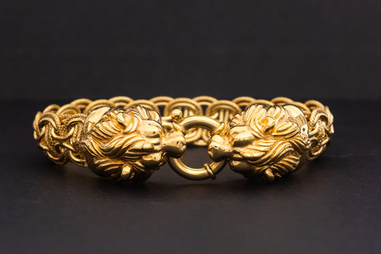 Gold Bracelet With Lion Clasp
