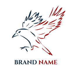 Abstract flying Crow logo