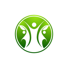 Human character logo sign,Health care logo. Nature logo sign. Green life logo sign