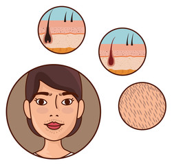 woman face with hair removal icons