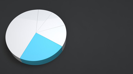 White pie chart with one blue sector