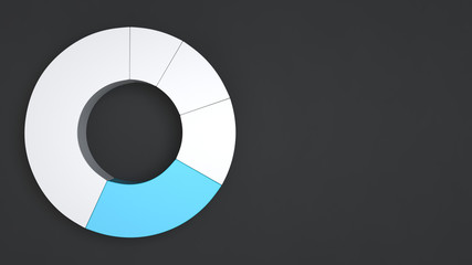 White ring pie chart with one blue sector