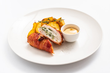 stuffed chicken with sauce