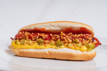 hot dog with sauce