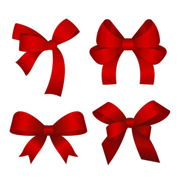 Set of red gift bows. Vector illustration. Concept for invitation, banners, gift cards, congratulation or website layout vector.