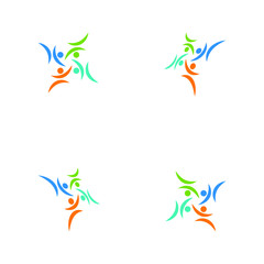 Fototapeta na wymiar people teamwork group colorful logo template vector illustration