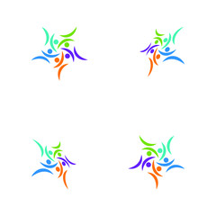 Fototapeta premium people teamwork group colorful logo template vector illustration