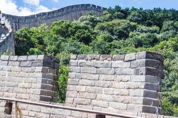 The Great Wall of China. Old stone wall against the background of mountains