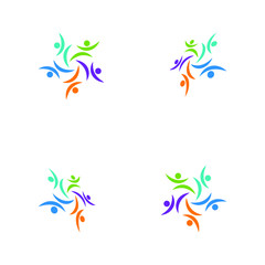 Obraz na płótnie Canvas people teamwork group colorful logo template vector illustration