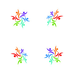 people teamwork group colorful logo template vector illustration