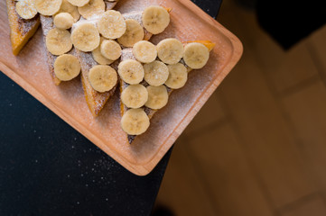 homemade french toast in mini cafe 