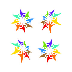 Obraz premium people teamwork group colorful logo template vector illustration