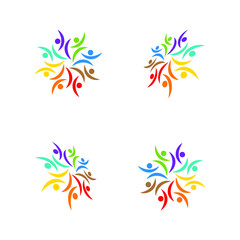 Fototapeta na wymiar people teamwork group colorful logo template vector illustration
