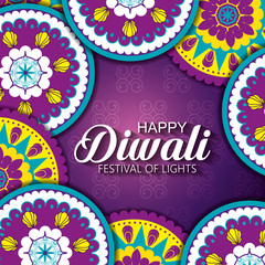 happy diwali festival of lights with mandala