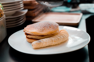homemade pancake in mini cafe 
