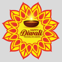 happy diwali festival of lights with mandala