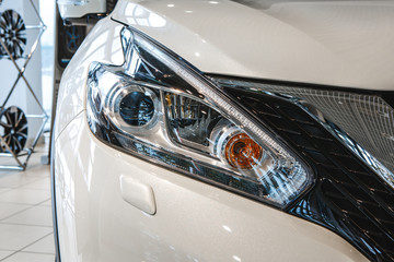 Car headlight closeup