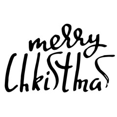 Merry Christmas. Holiday modern dry brush ink lettering for greeting card. Vector illustration.