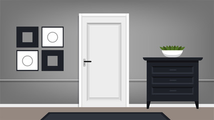 Door vector illustration. Interior illustration. Can be used for scene design and mokups.