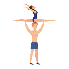 couple practicing exercise characters