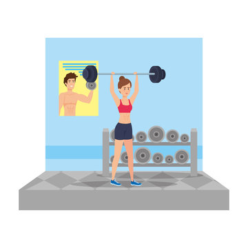 strong woman lifting weight in the gym