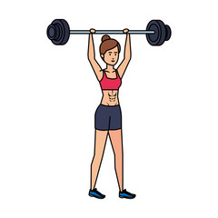 Obraz premium strong woman lifting weight