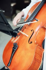 Fototapeta premium violin and bow on music sheet of paper