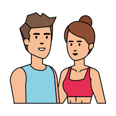 athletic couple sporting characters