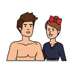 athletic couple sporting characters