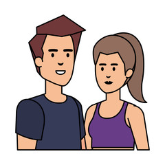 athletic couple sporting characters
