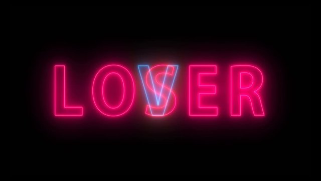 Bright text Loser Lover - element for creative design, 3d rendering backdrop, computer generated