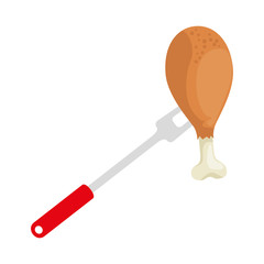 fork with chicken thigh fried