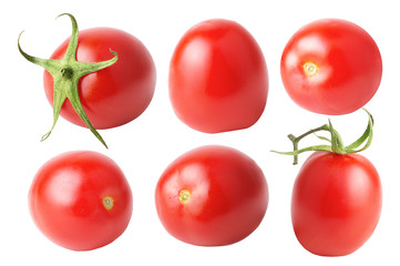 Collection whole ripe red tomato on white background