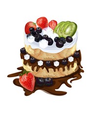 Cake with fruits