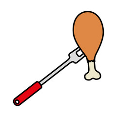 fork with chicken thigh fried