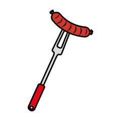 fork with delicious sausage bbq