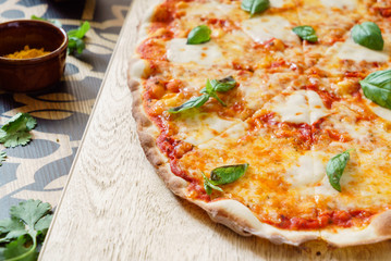tasty pizza with tomatoes